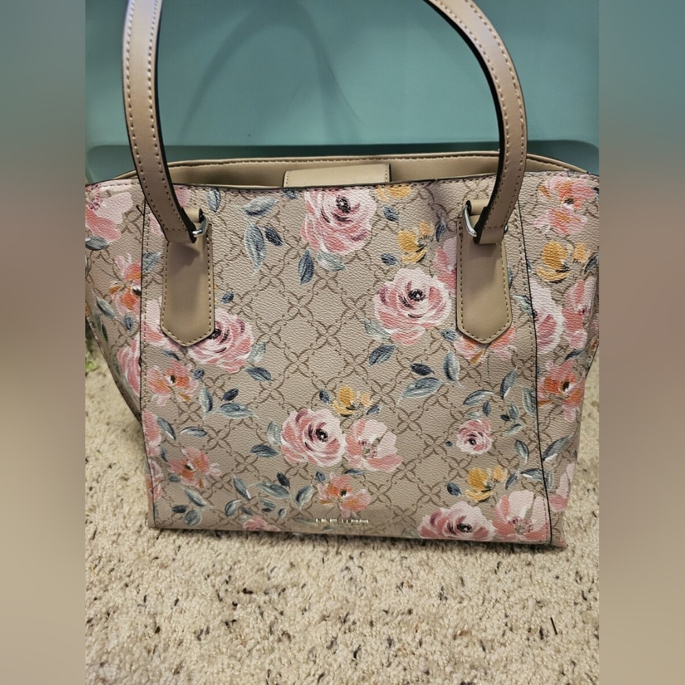 Floral Tan Tote Bag